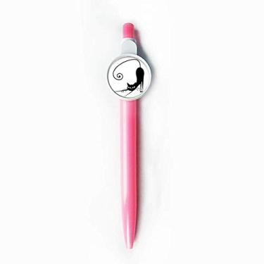 Imagem de Esticável gato preto Halloween desenho animal ponta rollerball ponta azul retrátil caneta escrita papelaria