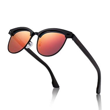 Imagem de Óculos de Sol Feminino Browline HU WOOD Hastes de Madeira Polarizado com Proteção UV400 (C4)
