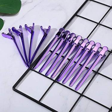Imagem de 【 】 Grampeadores de cabelo de grande ângulo aberto resistente ao calor, grampo de cabeleireiro, boa capacidade de tensão para salão de cabeleireiro Dress Up (roxo)