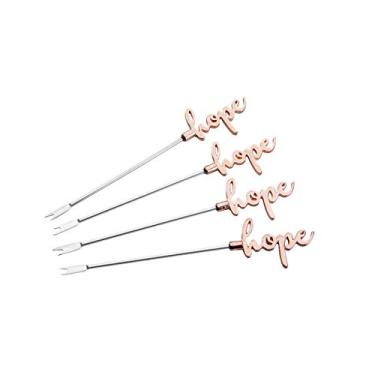 Imagem de Jogo 4 Palitos de Zamac Garfo para Petisco Hope Dourado