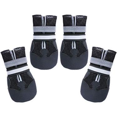 Imagem de Dimicoo Botas respiráveis para cães médios e grandes, sapatos antiderrapantes para inverno, neve e pavimento quente de verão, botas leves protetoras de patas para cães para caminhadas ao ar livre em