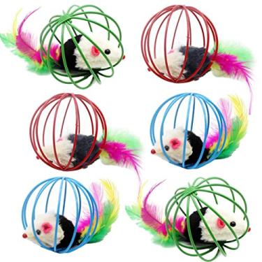 Imagem de pologmase brinquedo para gatos | Bolas para gatos interativas para gatos com ratos dentro, rato com gaiola, ratos, gatos, ratos, brinquedo interativo, brinquedo para gatos