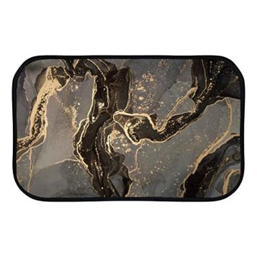 Imagem de DreamBay Tapetes de porta com texturas de mármore dourado preto para entrada, tapete antifadiga para uso interno e externo, capacho antiderrapante para lavanderia de cozinha 91 x 61 cm