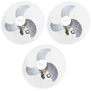 Imagem de Kit 3 Ventiladores Parede 60cm 200W Industrial Turbo Turbão 3 Pás Bivolt 110V 220V Branco Vitalex