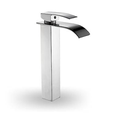 Imagem de Torneira Banheiro Cascata Alta Misturador Monocomando, Lavabo, Premium, Luxo, Metal, Aço Inox, Cromada, Cuba, Pia, Alto Padrão - TKLA