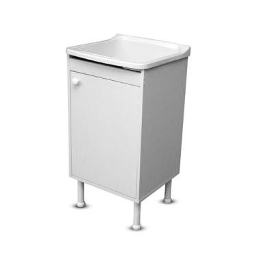 Imagem de Balcão De Lavanderia 46cm 100% Mdf + Tanque +válvula +sifão (Branco)