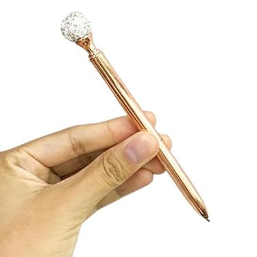 Imagem de Caneta Esferográfica 0.7 mm Metal Topo Strass Papelaria Escolar (Rose)