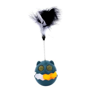 Imagem de Brinquedo Oscilante para Gatinhos, Bola de hortelã Interativa Embutida, Brinquedo Especial para Gatos, Reduz a Ansiedade, Seguro Com Penas para Suprimentos para Animais de