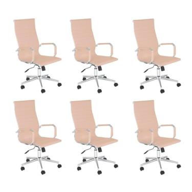 Imagem de Loft7, Kit 6 Cadeiras escritório Esteirinha Diretor Home office Kit Nude
