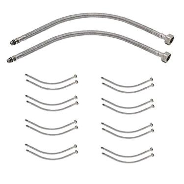 Imagem de Engate Rabicho Monocomando Misturador 80cm Kit 8 Unidades Par Flexivel Mangueira Agua Quente Fria Par Banheiro Cozinha Pia Torneira