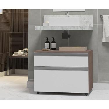 Imagem de Gabinete para Banheiro com Rodízio 80cm 2 Gavetas Safira Inferior Contarini Branco