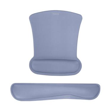 Imagem de MOSISO Suporte de descanso de pulso para conjunto de mouse pad e teclado, mousepad ergonômico base antiderrapante para alívio da dor em casa/escritório e almofada de digitação fácil com tecido de neoprene e espuma viscoelástica elevada, cinza lavanda