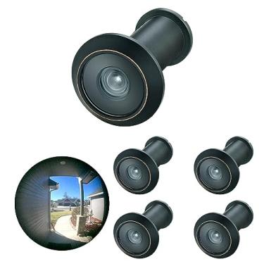 Imagem de TOGU Lente de vidro HD de latão sólido com certificação UL TG3016NG-CBC olho mágico de 220 graus para portas de 3,5 cm a 6,5 cm, acabamento preto fosco clássico, 5 conjuntos