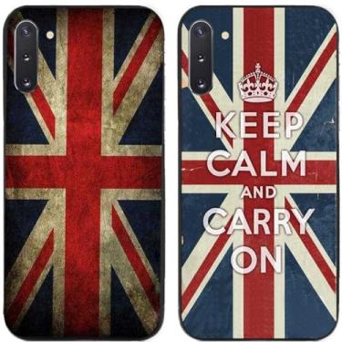 Imagem de 2 peças Keep Calm Carry On Retro Bandeira do Reino Unido impressa TPU gel silicone capa de telefone traseira para Samsung Galaxy (Galaxy Note 10)