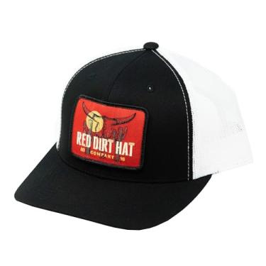 Imagem de Red Dirt Hat Company Boné snapback ajustável com 6 painéis (preto/branco - Boone), Preto/Branco - Boone