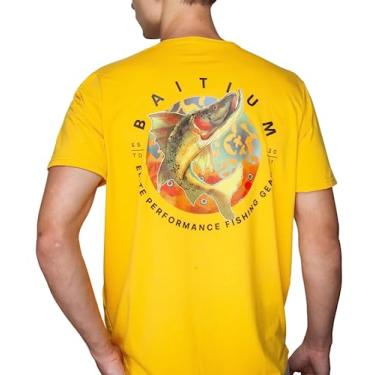 Imagem de Camiseta de pesca masculina de manga curta | Camiseta de desempenho unissex | Camisa de pesca casual com ajuste atlético, Salmão amarelo, XG
