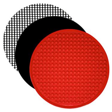 Imagem de Conjunto de 3 forros de silicone para fritadeira Air Fryer compatível com Ninja AF101 4qt, Ninja AF Max XL 5,5 qt + mais, acessórios para fritadeira a ar, folhas de papel pergaminho, tapetes