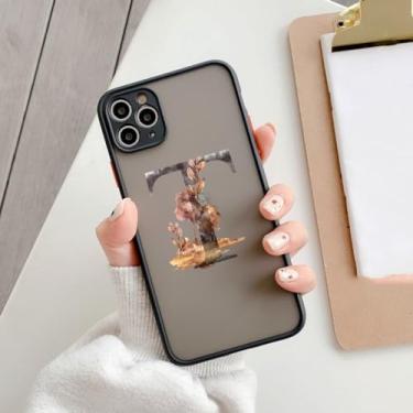 Imagem de Capa de telefone com letra inicial para iPhone 11 13 12 14 15 Pro Max 7 8 Plus SE2 XR XS Retro Flower Gold AB 26 letras Capa à prova de choque, T, para iphone14 pro