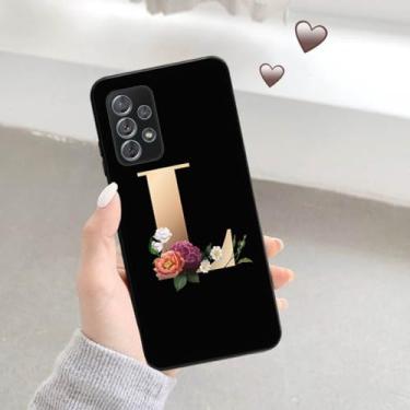 Imagem de Capa de telefone preta fosca macia para samsung a52 a32 a72 a22 4g a52s a12 a42 5g 26 letras capa inicial de flor, b12, para a32 4g