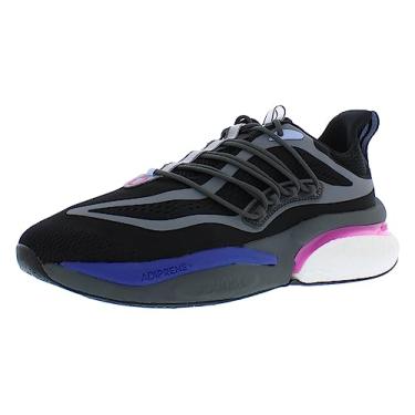 Imagem de adidas Alphaboost V1 Tênis de corrida masculino, Core Black/Lucid Fuchsia/Blue Dawn, 45
