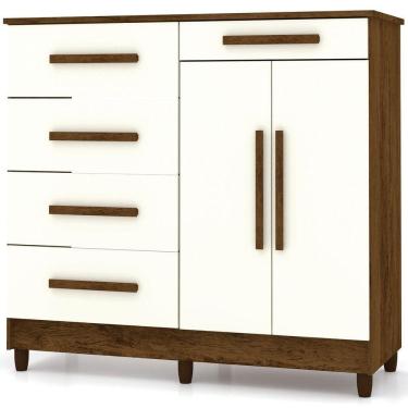 Imagem de Cômoda Sapateira Sirios 5 Gavetas 2 Portas Imbuia/champanhe