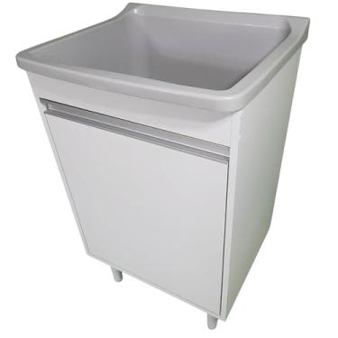 Imagem de Gabinete Para Lavanderia 53cm Com Tanque 34 Litros + Sifão Cor:Tanque Cinza