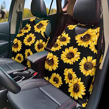 Imagem de GOSTONG Colete de capa de assento de carro com estampa de girassol, almofada de assento frontal antiderrapante respirável capas de assento acessórios decoração