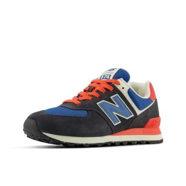 Imagem de New Balance Tênis universitário unissex adulto 574 V2 de camurça, Fantasma/ágata azul/vermelho explosão, 6.5 Wide Women/5 Men