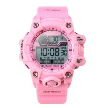 Imagem de Relógio Digital Juvenil Rosa Alarme Data Luz A Prova D'Agua Pulseira Silicone Resistente com Óculos de Sol Vintage Lentes UV400 Proteção Solar e Bracelete Digital Led Touch Caixa Exclusiva Presente