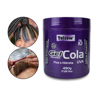 Imagem de Gel Cola Siliconado Uva Ultra Fixação Cabelo 490g Yelsew