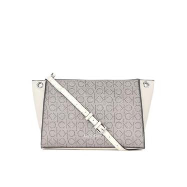 Imagem de Calvin Klein Bolsa tiracolo feminina Reyna, Logotipo amêndoa/acinzentado/branco, One Size