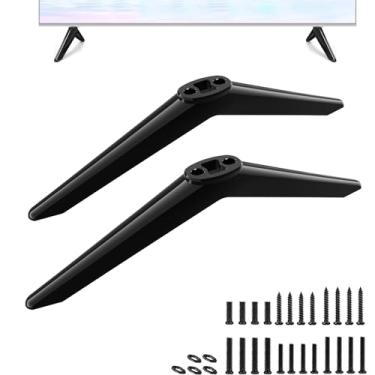 Imagem de Suporte de base de TV para Westinghouse Smart Roku TV, pernas de suporte de TV para 24 32 40 42 43 50 55 58 65 70 75 polegadas Westinghouse TV - WR24HX2210 WR32HX2019 WR40FX2019 WR43UX4210 WR50UTT 4009 WR75UX4200 com parafusos