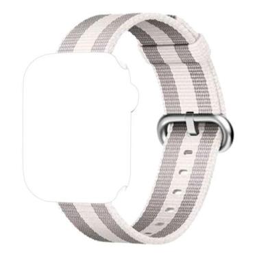 Imagem de Pulseira Nylon Branco-Listras Compatível Apple Watch 40mm - Baú do Vik