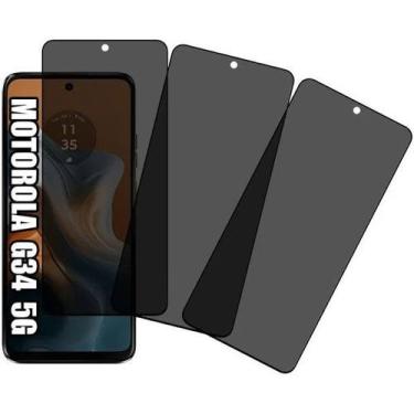 Imagem de Kit 3 Películas 3D Vidro Privacidade para Moto G34 - LXL