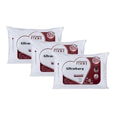 Imagem de Kit 3 Travesseiros Suporte Firme 180fios Percal Altenburg Lavável 50cm