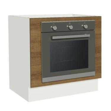 Imagem de Balcão para Forno de Embutir 80 x 60 cm Sem Tampo Madesa, Branco/Rusti