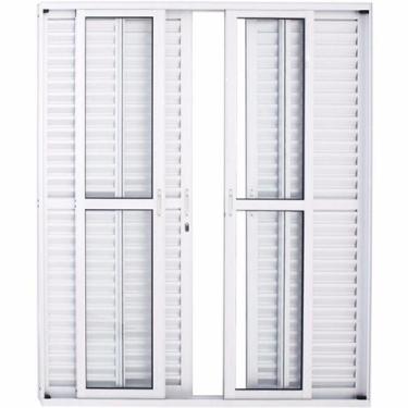 Imagem de Porta de Alumínio Balcão 6 Folhas Branca Linha 25 Com Fechadura - DC, 