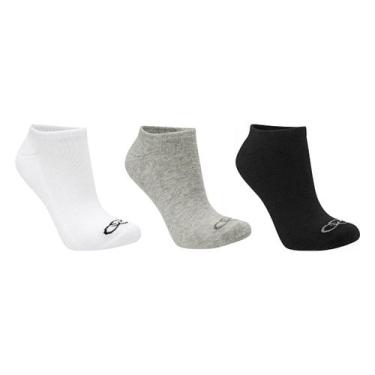 Imagem de Kit Meia Olympikus Cano Baixo Masculina - 3 Peças, Branco, Cinza, 39/4