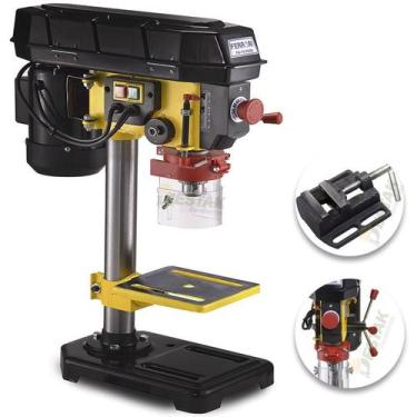 Imagem de Kit furadeira de bancada c/ morsa 350w 127v caracol + 43 brocas, 110V