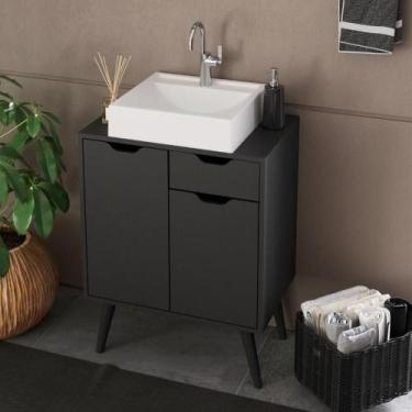 Imagem de Armário Para Banheiro 2 Portas 1 Gaveta 60cm BN3637 Tecno Mobili - Tec