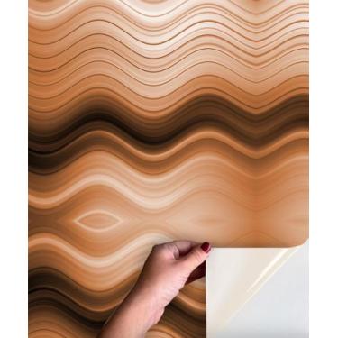 Imagem de Adesivo Piso Lavável Chão Marmore Onda Africana Bege Marrom - DecoraPl