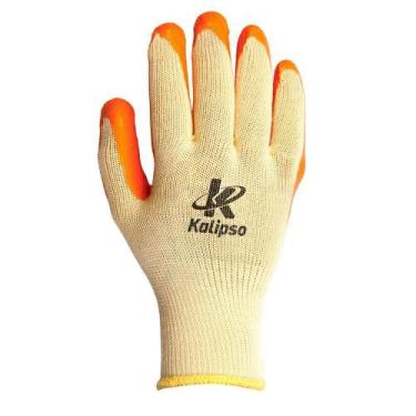 Imagem de Luva Orangeflex Kalipso Tricota com Banho Látex Corrugado Obra Constru