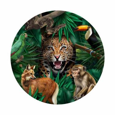 Imagem de Painel de Tecido Sublimado Redondo Vida Selvagem Animais Floresta Semp