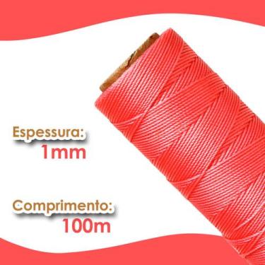 Imagem de Cordão Encerado 1mm - Fio Cordone Coral - 100 Metros - Nybc
