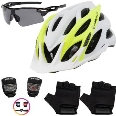 Imagem de Capacete Ciclismo Bike Mtb + Pisca + Óculos + Par De Luvas - Tsw / Abs