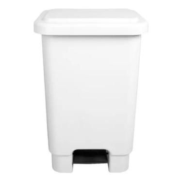 Imagem de Lixeira 50 Litros Cesto Plástico Com Pedal e Aro Trava Saco - Lar Plás