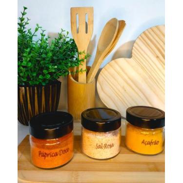 Imagem de Conjunto de Potes 215ml com tampa metálica para temperos 6 und - Nadir