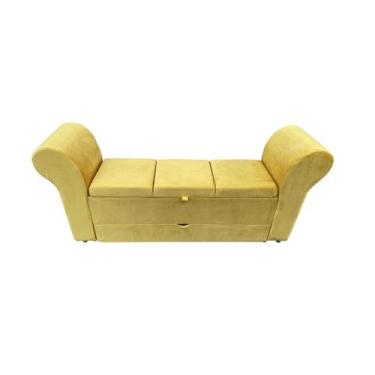 Imagem de Recamier puff baú sapateira com braços e gaveta 1,58 cm para cama quee