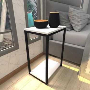 Imagem de Mesa de cabeceira industrial branca off white canto quarto cabeceira m