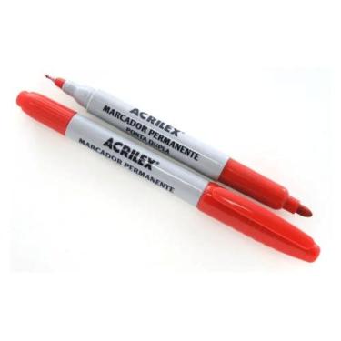 Imagem de Caneta Marcador Permanente Vermelho Ponta Dupla - Redelease